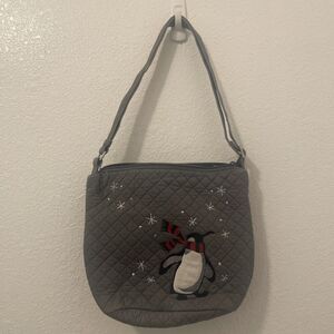 VERA BRADLEY Embroidered Penguin Bucket Crossbody Handbag Purse Bag Fabric